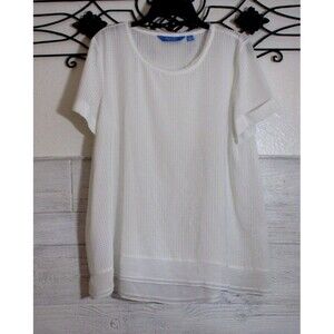 Simply Vera Wang Women's Top Size L Short Sleeve White Round Neck